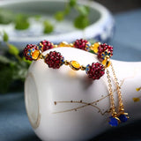 Wine Red Garnet Bracelet Galaxy Universe Design for Women