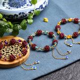 Wine Red Garnet Bracelet Galaxy Universe Design for Women