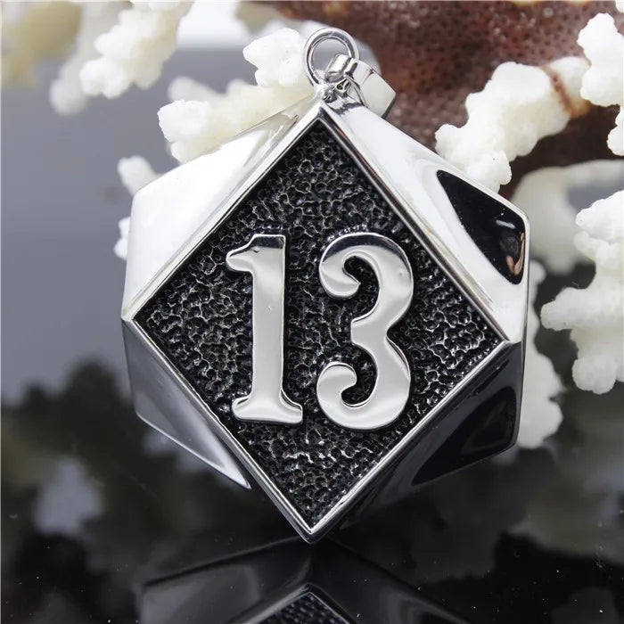 Biker Luck Number 13 Pendant Stainless Steel Polishing Men Biker Pendant