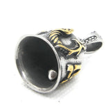 Biker Wings Bell Pendant Stainless Steel Mens Necklace