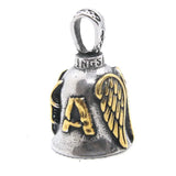 Biker Wings Bell Pendant Stainless Steel Mens Necklace