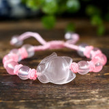 Crystal Fox Bracelet with Round Beads Jewelry for Women Girls