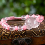 Crystal Fox Bracelet with Round Beads Jewelry for Women Girls