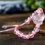 Crystal Fox Bracelet with Round Beads Jewelry for Women Girls