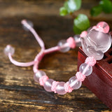 Crystal Fox Bracelet with Round Beads Jewelry for Women Girls