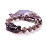 Gray Crystal Beaded Pixiu Bracelet Manual Carved 10mm 12mm Bead Jade Jewelry
