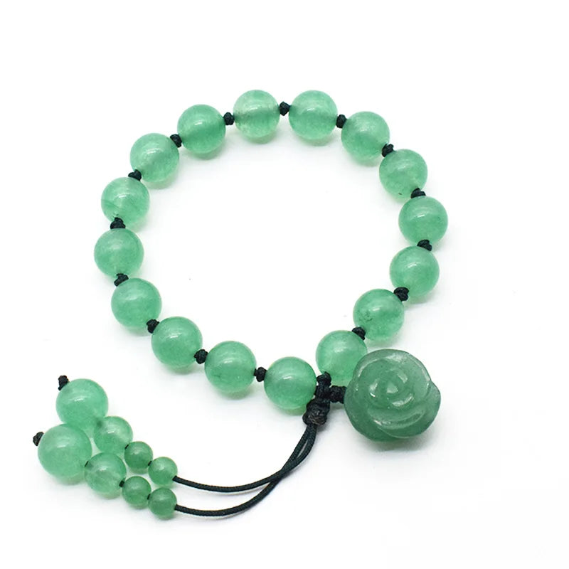 Green & Rose Jade Bracelet, Natural Dongling Jade Jewelry