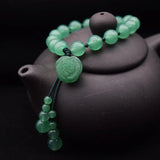 Green & Rose Jade Bracelet, Natural Dongling Jade Jewelry
