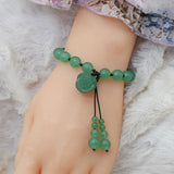 Green & Rose Jade Bracelet, Natural Dongling Jade Jewelry