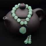 Green & Rose Jade Bracelet, Natural Dongling Jade Jewelry