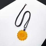 Natural Gemstone Pendant Agate Pendant Necklace Sun Flower Necklace Pendant