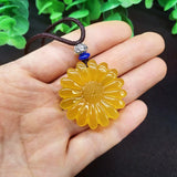 Natural Gemstone Pendant Agate Pendant Necklace Sun Flower Necklace Pendant