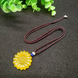 Natural Gemstone Pendant Agate Pendant Necklace Sun Flower Necklace Pendant