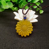 Natural Gemstone Pendant Agate Pendant Necklace Sun Flower Necklace Pendant