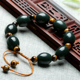 Natural Hetian Bead Bracelet With Tiger Eye Beads Stretch Men Bracelet
