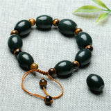 Natural Hetian Bead Bracelet With Tiger Eye Beads Stretch Men Bracelet