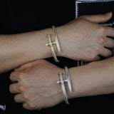 Sword Bracelet CZ Silver Bangle Hiphop Jewelry