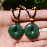 Hand-carved Hetian Jade Necklace Pendant Green Jade Jewelry