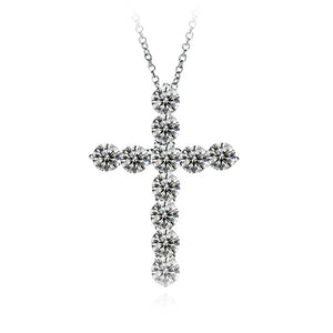 925 Silver Chain Rhinestone Cross Pendant Necklace Jewelry