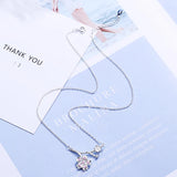 925 Silver Cherry Flower Necklace Crystal Tree Branch Pendant