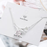 925 Silver Cherry Flower Necklace Crystal Tree Branch Pendant