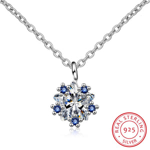 925 Silver Snowflake Star Pendant Necklace Collar De Plata