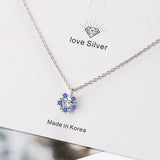 925 Silver Snowflake Star Pendant Necklace Collar De Plata