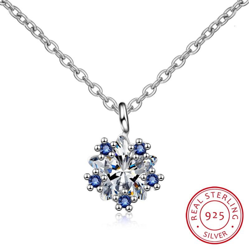 925 Silver Snowflake Star Pendant Necklace Collar De Plata
