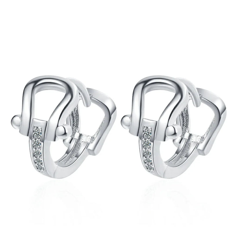 925 Silver Filled Horseshoe Hoop Earrings U Shape Jewelry