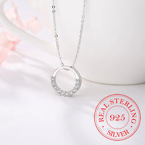925 Silver Crystal Pendant Necklace Women's Jewelry Gift