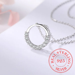 925 Silver Crystal Pendant Necklace Women's Jewelry Gift