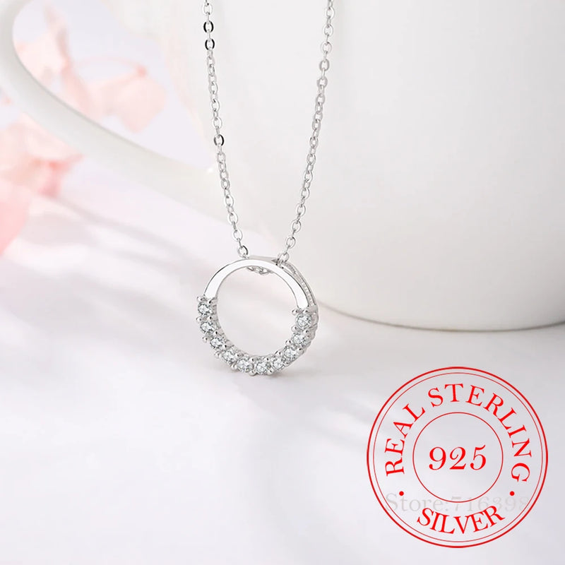 925 Silver Crystal Pendant Necklace Women's Jewelry Gift