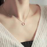 925 Silver Crystal Pendant Necklace Women's Jewelry Gift