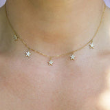 925 Sterling Silver Star Pendant Choker Necklace for Women