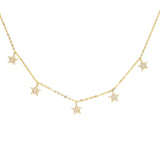 925 Sterling Silver Star Pendant Choker Necklace for Women