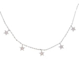925 Sterling Silver Star Pendant Choker Necklace for Women