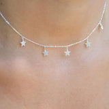925 Sterling Silver Star Pendant Choker Necklace for Women