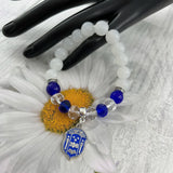 Pearl Greek Sorority Letter Zpb Charm Elastic Set Bracelets