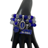 Pearl Greek Sorority Letter Zpb Charm Elastic Set Bracelets