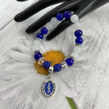 Pearl Greek Sorority Letter Zpb Charm Elastic Set Bracelets