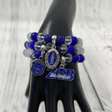 Pearl Greek Sorority Letter Zpb Charm Elastic Set Bracelets