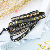 Stainless Steel Hematite Bracelet Unisex 5 Wraps Box Chain