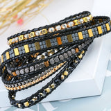 Stainless Steel Hematite Bracelet Unisex 5 Wraps Box Chain