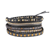 Stainless Steel Hematite Bracelet Unisex 5 Wraps Box Chain