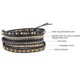 Stainless Steel Hematite Bracelet Unisex 5 Wraps Box Chain