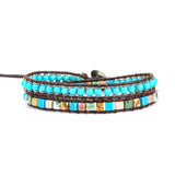 Boho 2 Leather Stone Beaded Bracelet