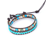 Boho 2 Leather Stone Beaded Bracelet