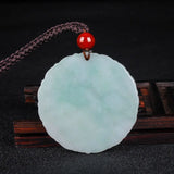 Burma Jade Dragon Phoenix Necklace Lucky Amulet Hand Carved LongFeng Jadeite