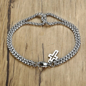 Stainless Steel Double Box Link Bracelet for Men