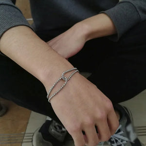 Stainless Steel Double Box Link Bracelet for Men